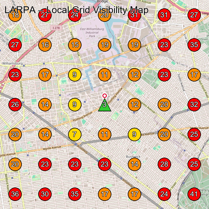 LARPA GeoGrid visibility map for Art Studio in Brooklyn